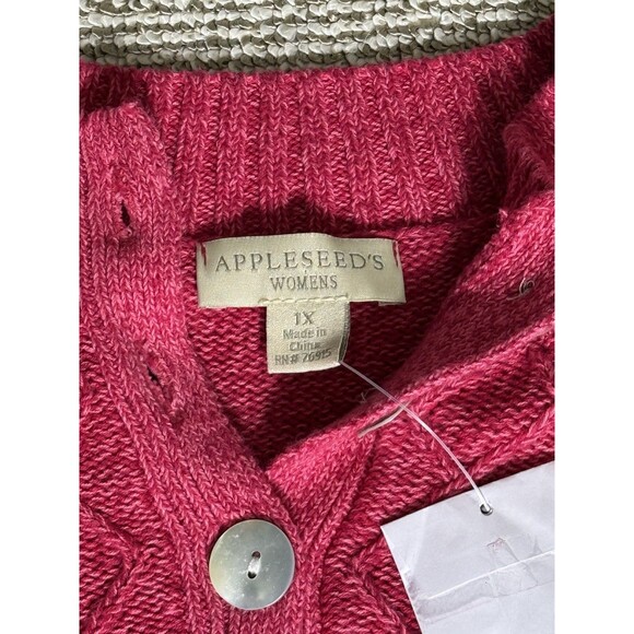 NWT Appleseeds Women’s Sweater Sz 1X Cable Knit Heavyweight Fisherman’s Red - Picture 3 of 8